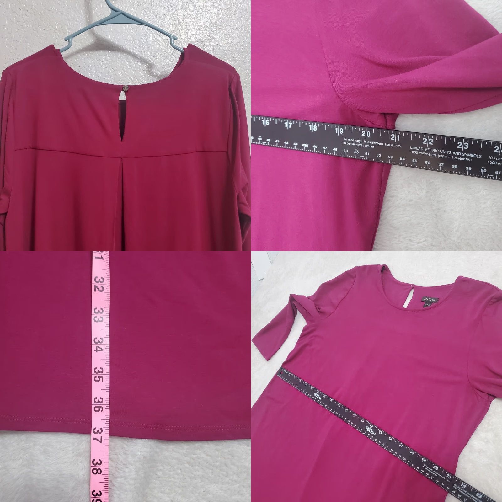 J. Jill J Jill Wearever Dress Women L Winterberry Red Long Sleeve Shift Casual Stretch Size L / US 10 / IT 46 - 8 Thumbnail