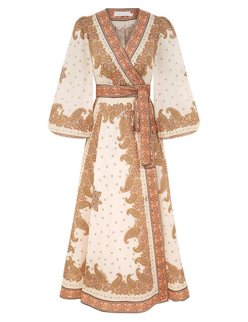 oc11z0126 Maxine Midi Wrap Dress in Multicolor