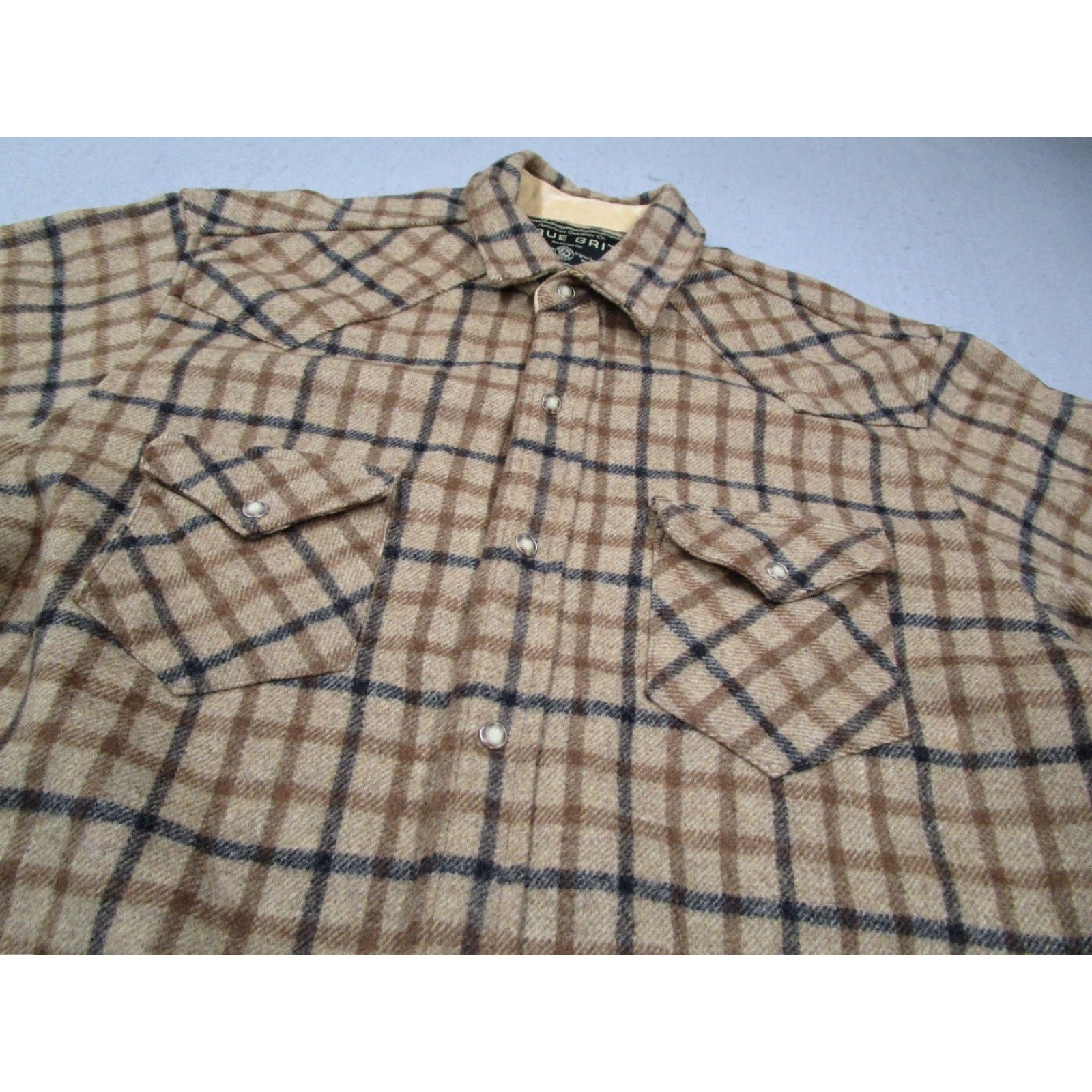 Vintage VINTAGE True Grit Mens Bomber Jacket Casual Fall Winter Adult Medium Brown Wool Check 90s Western Pearl Snaps USA Size US M / EU 48-50 / 2 - 2 Thumbnail