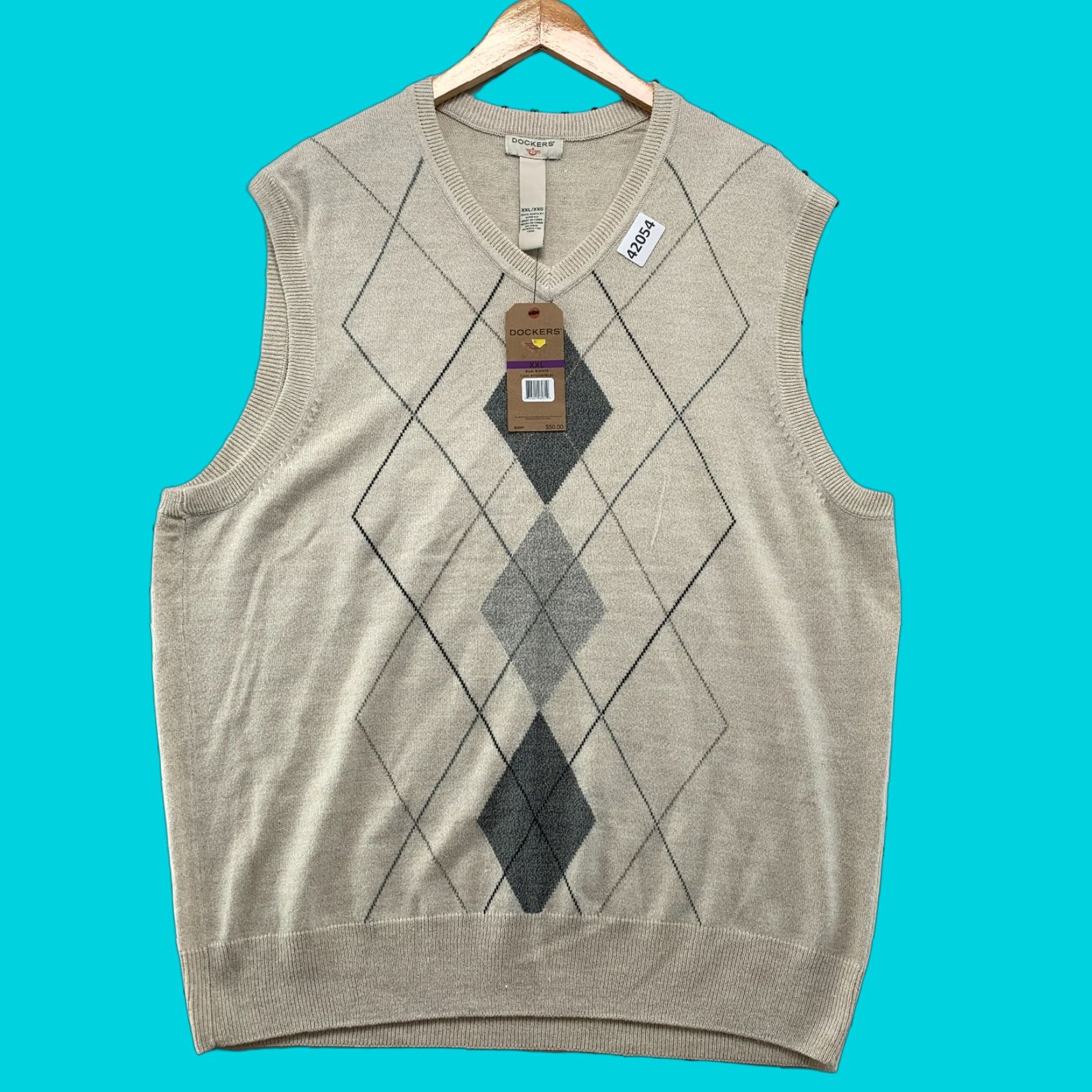 Dockers DOCKERS Argyle Sweater Vest Mens 2XL Brown Sleeveless V-Neck NWT Size US XXL / EU 58 / 5 - 1 Thumbnail