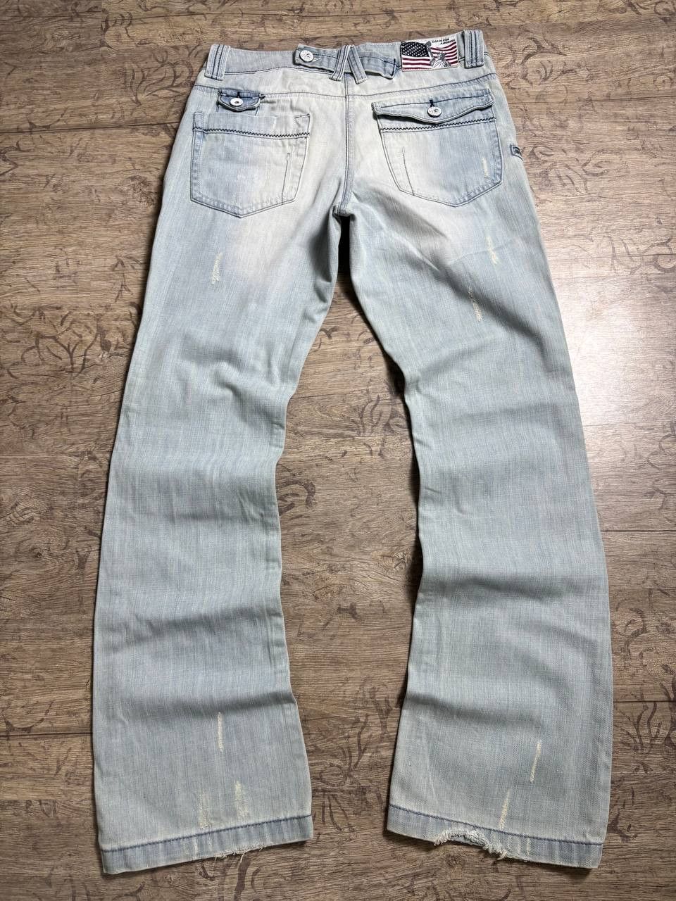 Japanese Brand GOD BLESS AMERICA RARE Flared OWENS Type! Y2K Japan Jeans Size US 30 / EU 46 - 6 Thumbnail