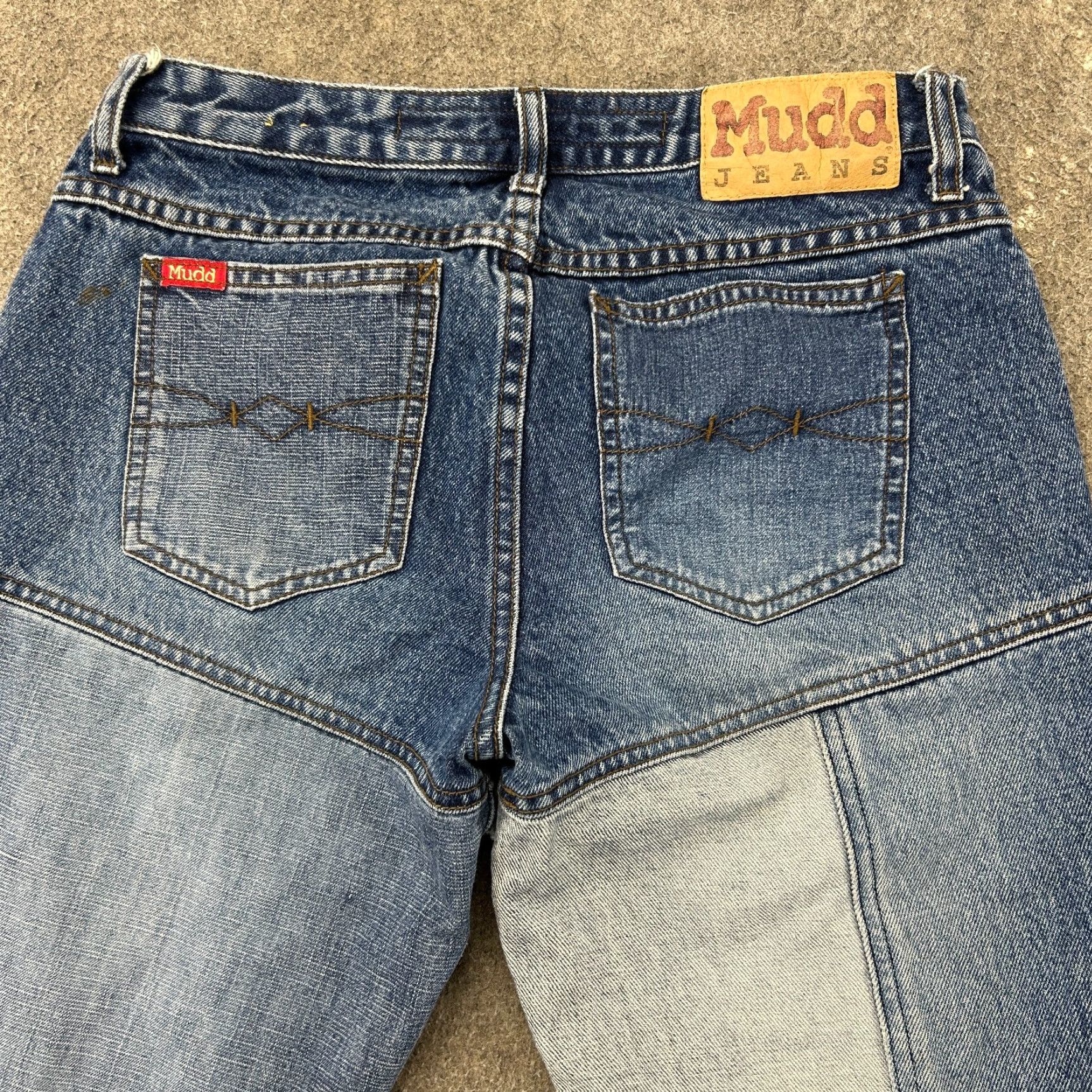 Bell VINTAGE Mudd Jeans Womens 5 Denim Bell Bottom Flare Patchwork Low Rise 90s Blue Size 27" / US 4 / IT 40 - 7 Thumbnail