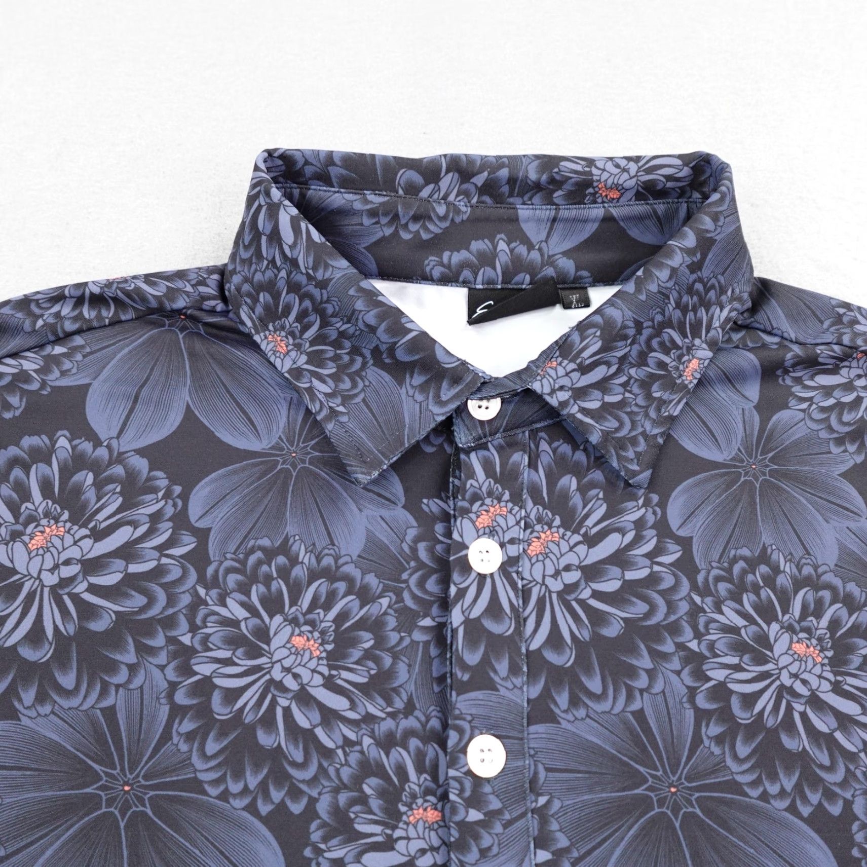 Vintage Sunday Swagger Polo Shirt XL Mens Blue Gray Floral Print Performance Golf Flex Size US XL / EU 56 / 4 - 2 Thumbnail