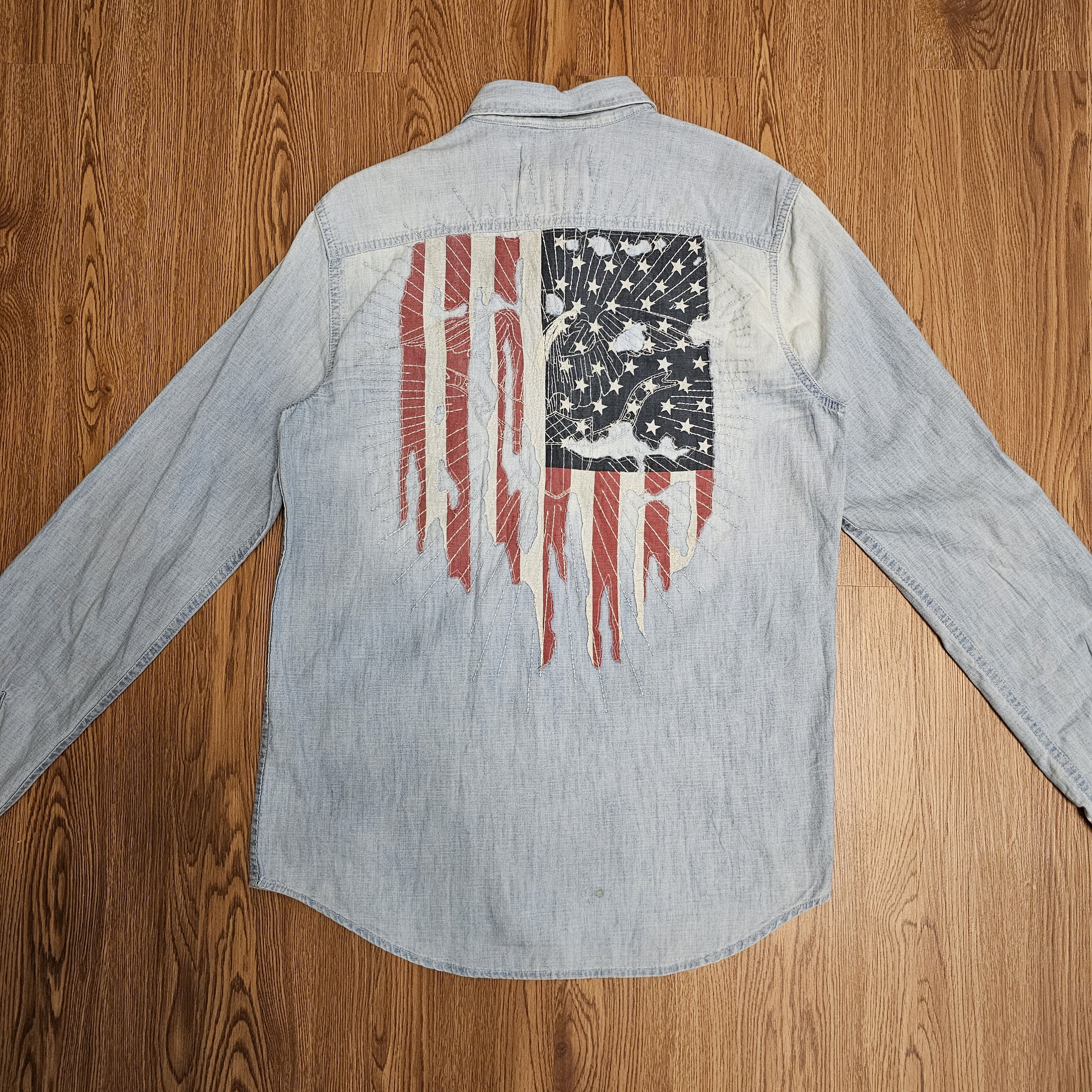 Denim & Supply Ralph Lauren Vintage Ralph Lauren Patch American Flag Chambray Shirt Size US S / EU 44-46 / 1 - 1 Thumbnail