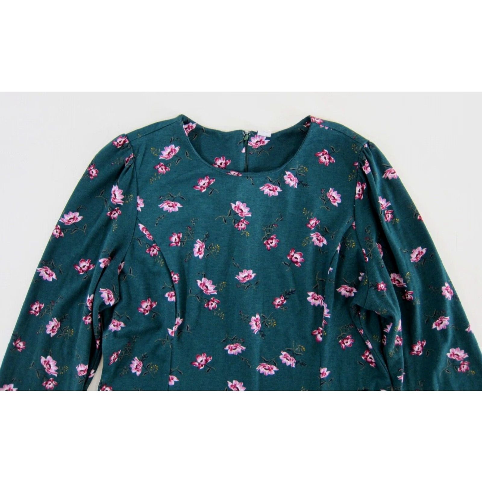 Old Navy VINTAGE Old Navy Green Pink Floral Stretch Long Sleeve Tunic Sheath Shift Dress XL Size XL / US 12-14 / IT 48-50 - 3 Thumbnail