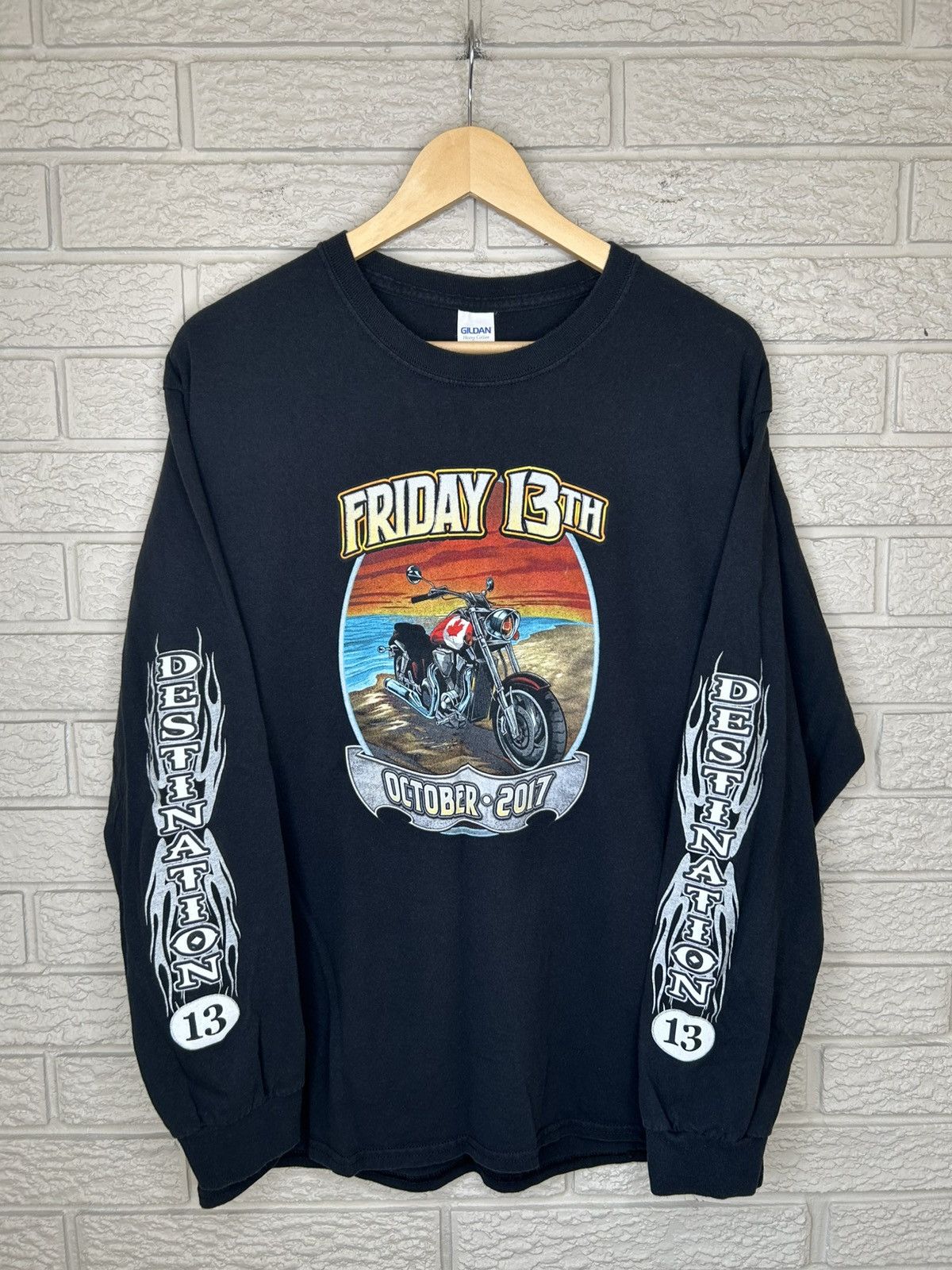 Harley Davidson Port Dover Friday 13th Biker Flame Long Sleeve Shirt Size US L / EU 52-54 / 3 - 1 Thumbnail