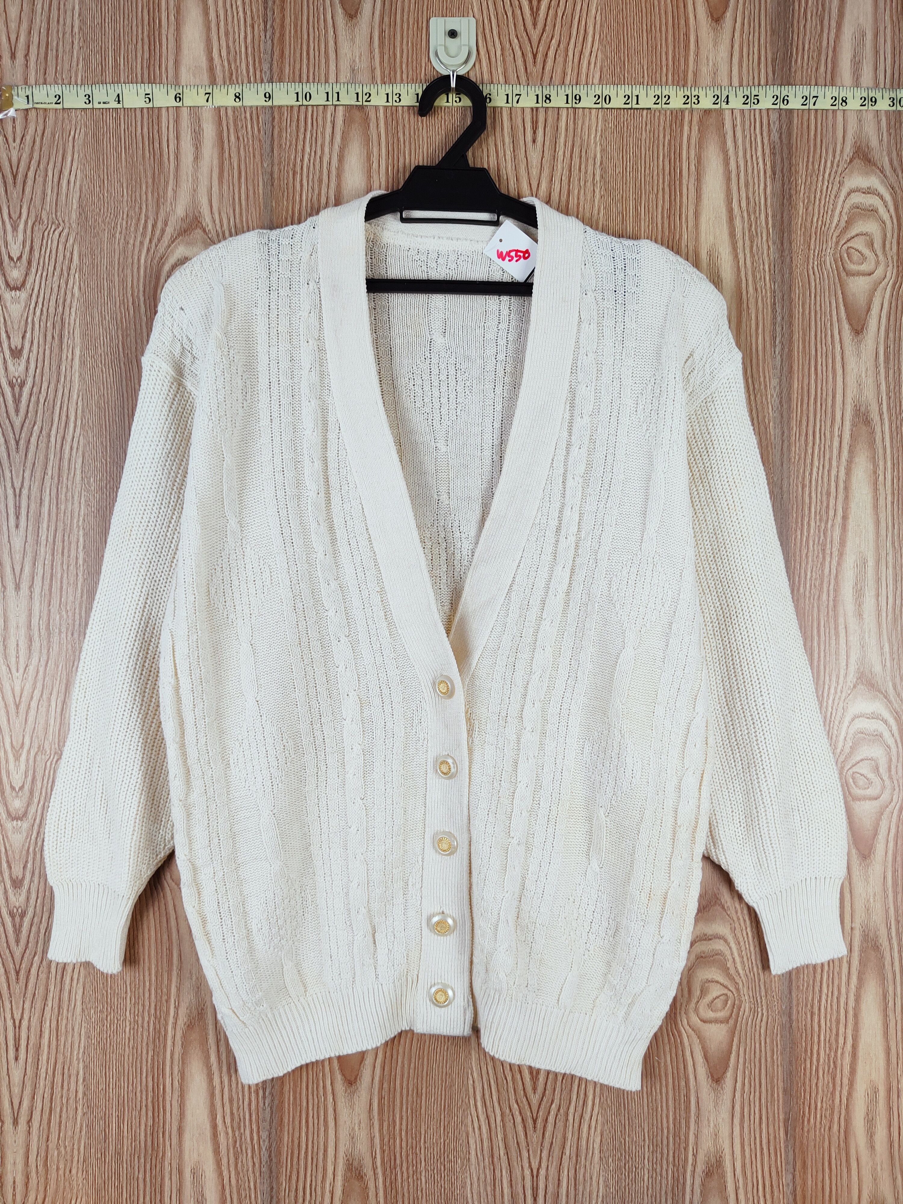 Aran Isles Knitwear × Japanese Brand Japanese Brand Cream Knitwear Cardigan vintage #W 550 Size L / US 10 / IT 46 - 1 Thumbnail