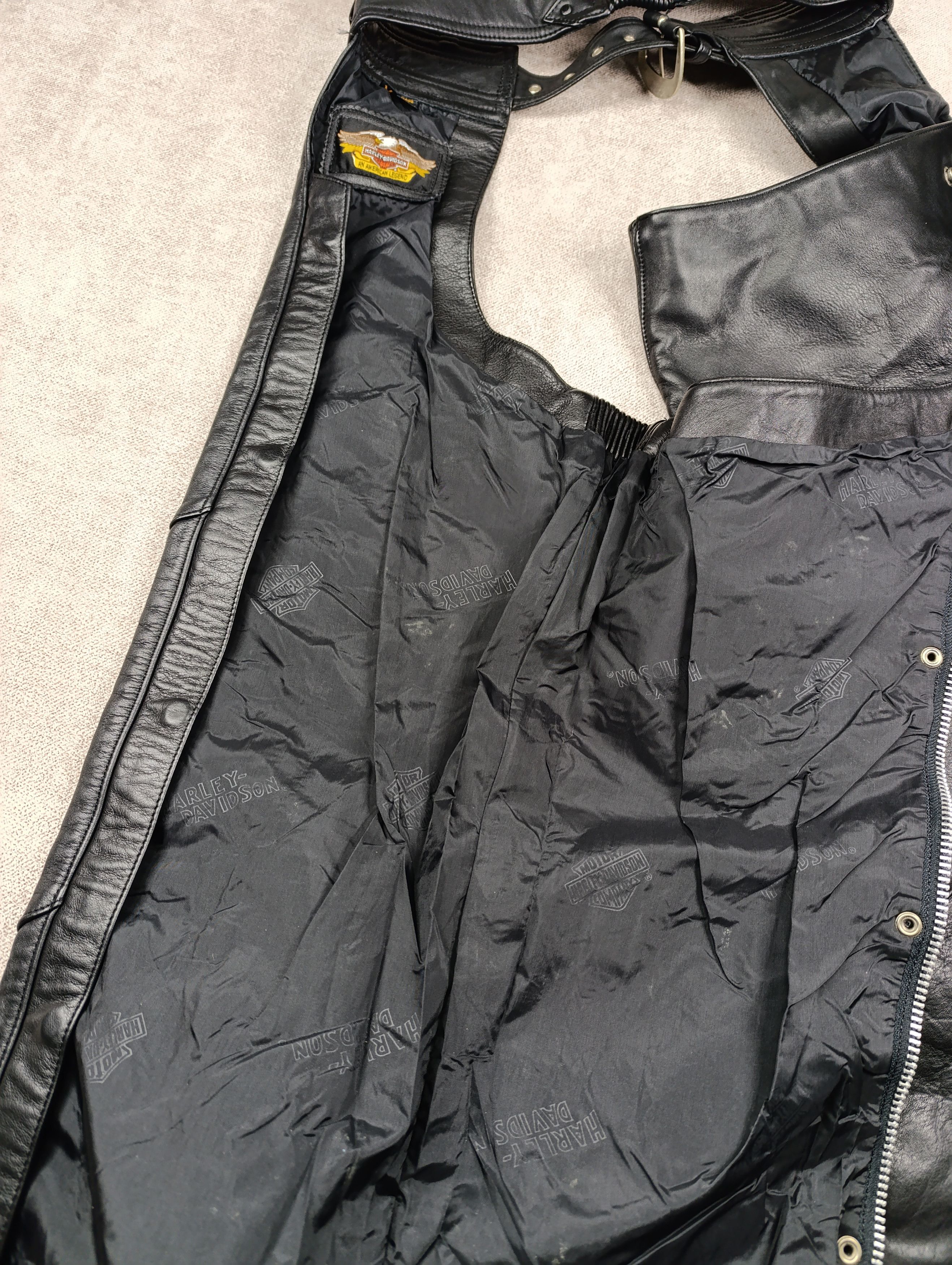 Harley Davidson HARLEY DAVIDSON BLACK LEATHER WOMENS MOTORCYCLE CHAPS PANTS Size 30" / US 8 / IT 44 - 18 Thumbnail