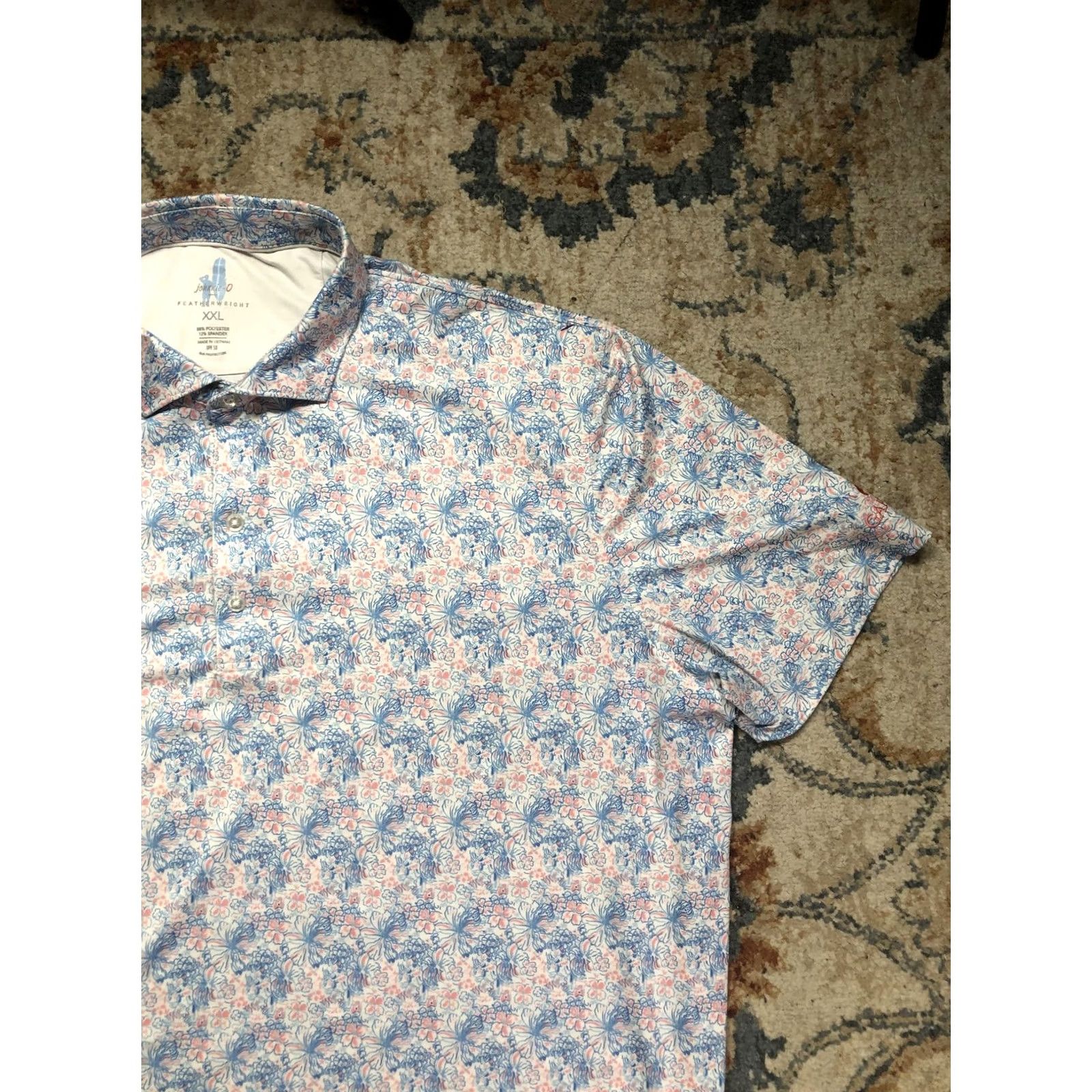 johnnie-O Johnnie-O Featherweight Golf Polo Shirt Mens Size 2XL Blue Floral Size US XXL / EU 58 / 5 - 4 Thumbnail