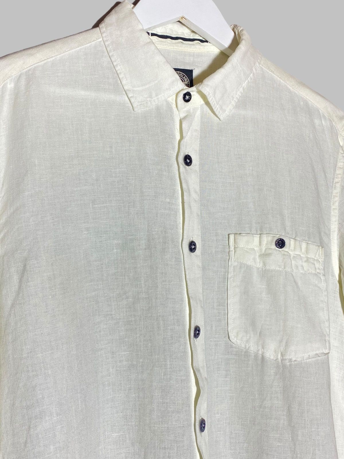 Stone Island Vintage Stone Island White Linen Shirt Old Money Vibes Size US L / EU 52-54 / 3 - 3 Thumbnail