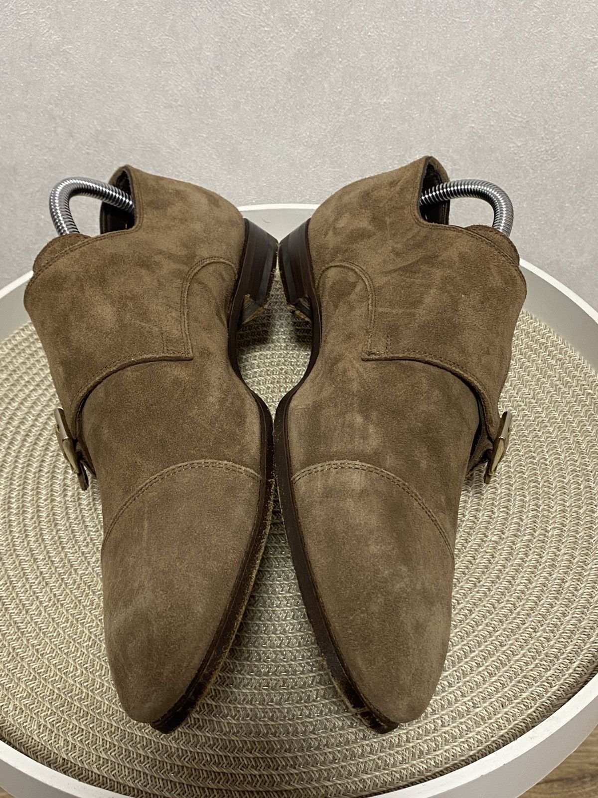Santoni Santoni Taupe Suede Double Monk Strap Shoes Size: 7/41 Size US 8 / EU 41 - 7 Thumbnail
