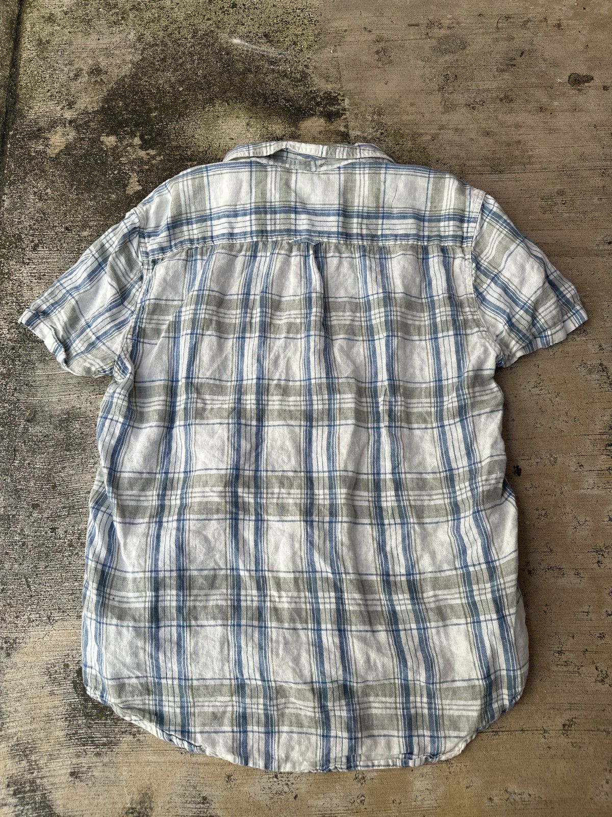 Vintage Vintage 90s Linen button up checkered collared shirt Size US L / EU 52-54 / 3 - 3 Thumbnail