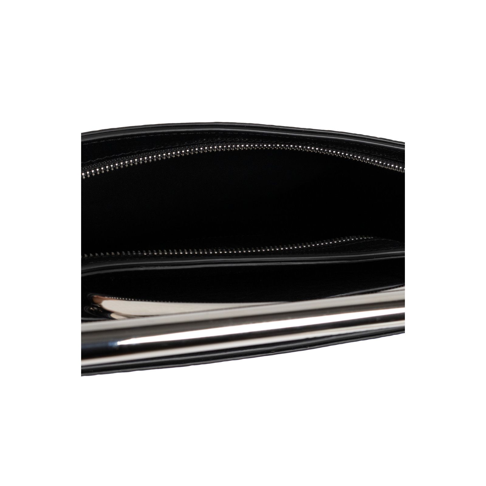 Alexander McQueen ALEXANDER MCQUEEN Metal Ring Handle Black Leather Envelope C Size ONE SIZE - 3 Thumbnail