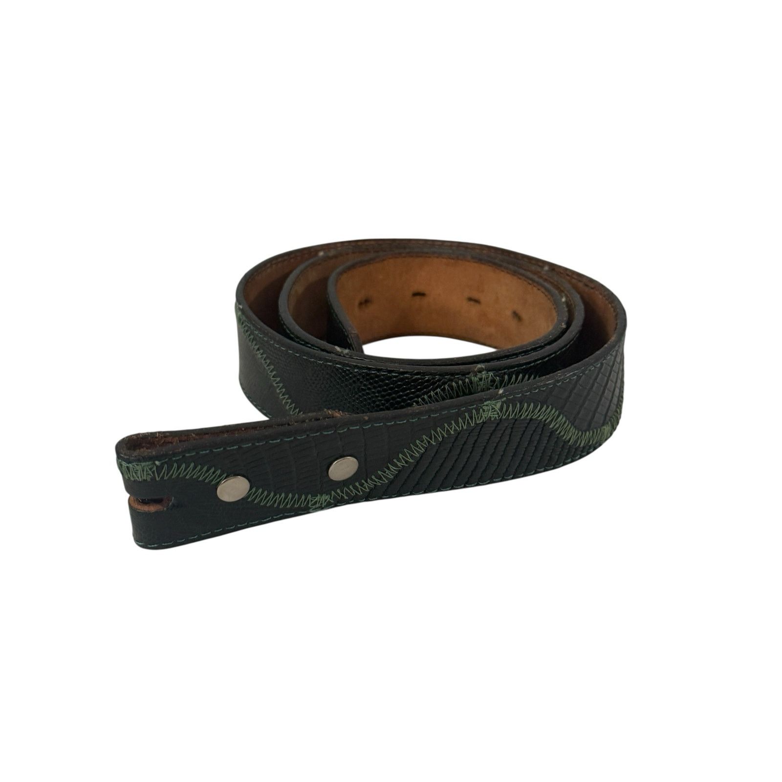 & Other Stories Vintage DDD Black Reptile Embossed Leather Belt Strap 38 Size ONE SIZE - 1 Thumbnail