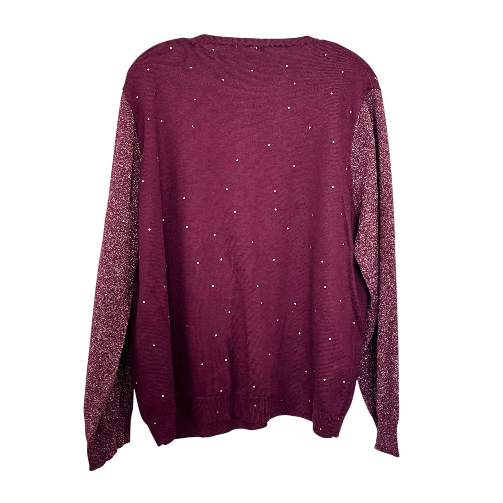 Other Eiger Weger Burgundy Gold Polka Dot Cardigan - Plus 3X Size 3XL / US 20-22 - 3 Thumbnail