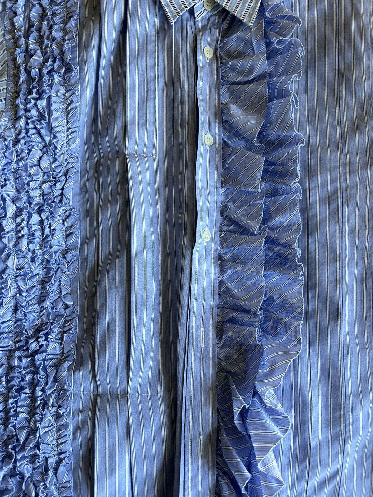Comme des Garcons × Comme des Garcons Homme Deux × Japanese Brand Striped Frilled Shirt Size US M / EU 48-50 / 2 - 3 Thumbnail