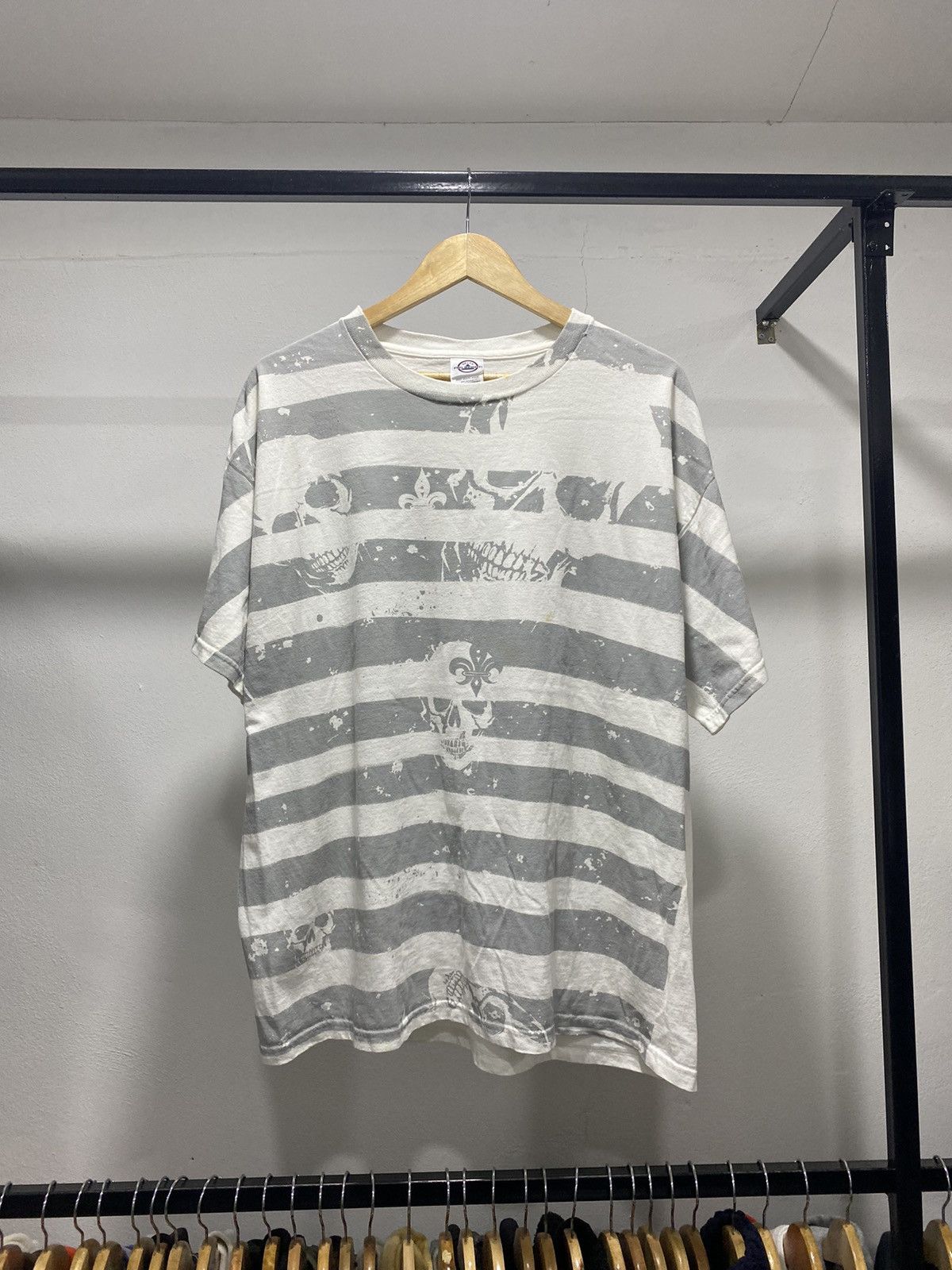 Hysteric Glamour × Japanese Brand × Le Grande Bleu (L.G.B.) Sick☠️ Printed Stripes Skulls Lgb Size US L / EU 52-54 / 3 - 1 Thumbnail