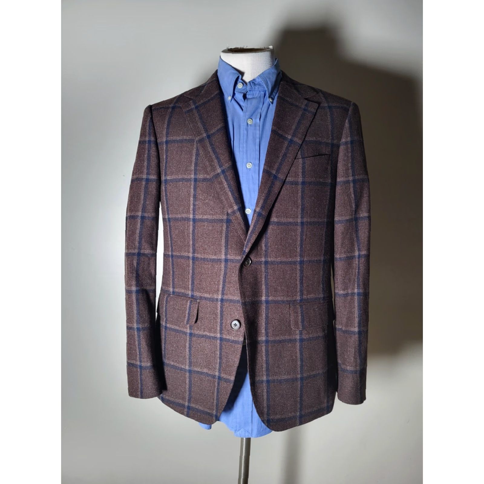 Bonobos Bonobos Sport Coat Brown Wool Tweed Plaid Slim 40R Regular Notch Lapel Single-Breasted Two-Button Jacket Men Size US XXS / EU 40 - 3 Thumbnail