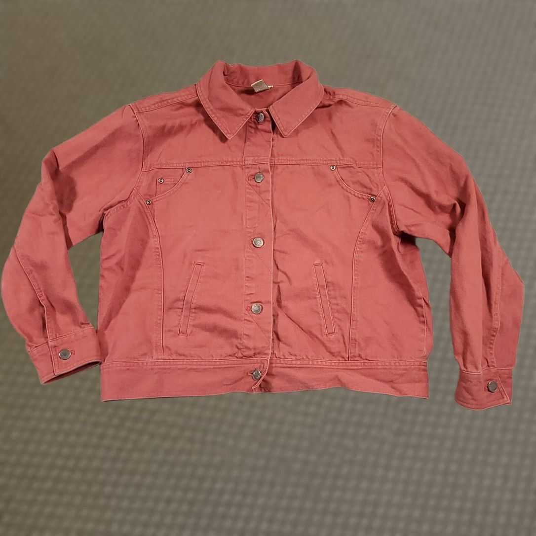 J. Jill VINTAGE J. Jill Jacket Women's Large Salmon Pink Linen Blend Pockets Western Denim Style Coat Shirt? Size L / US 10 / IT 46 - 1 Thumbnail