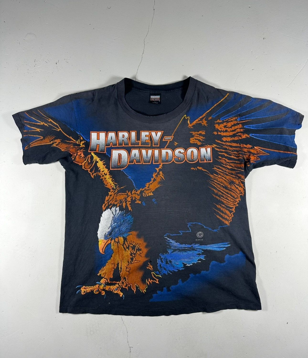 RARE 90s Vintage AOP eagle Harley Davidson Tshirt