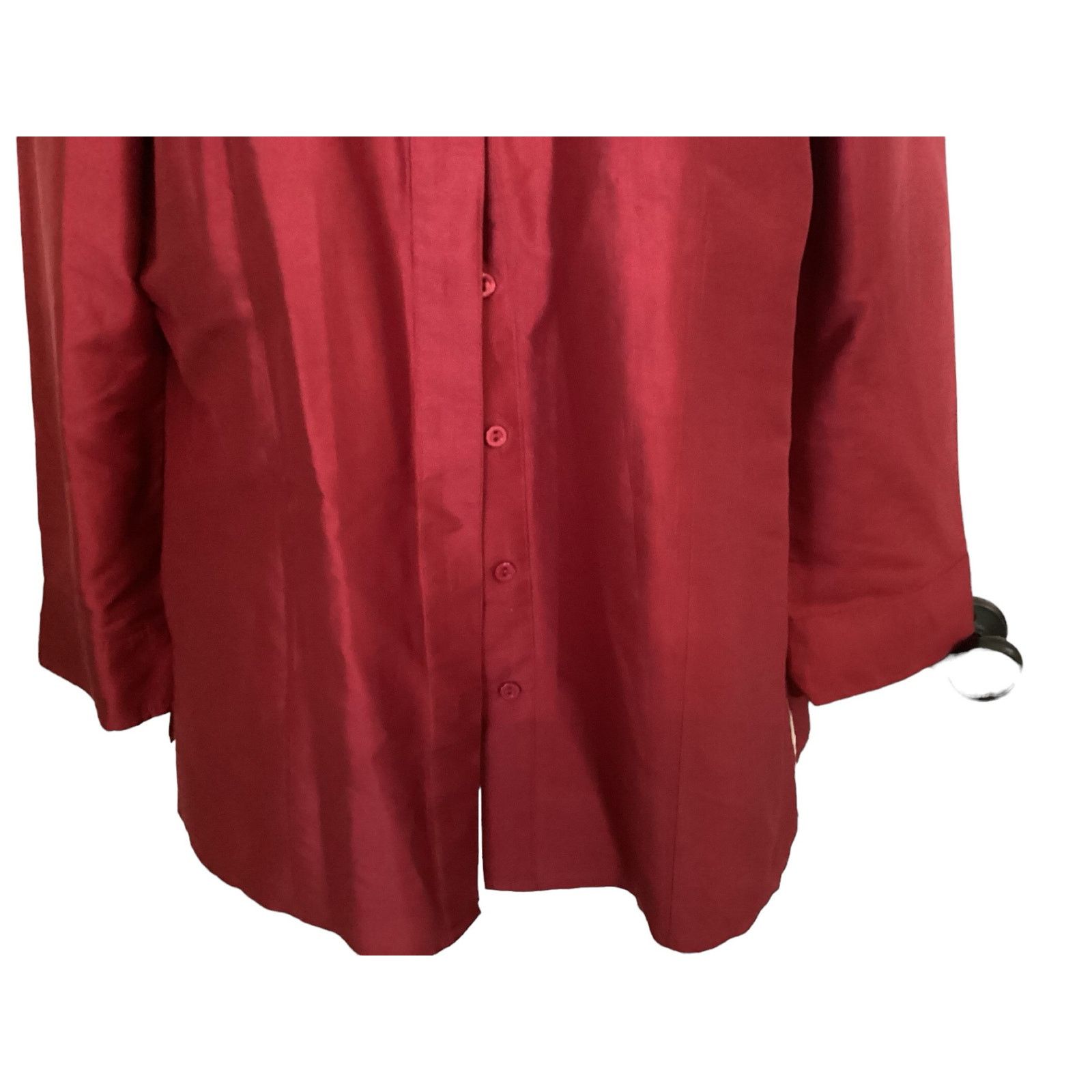 Chicos Chico's Hidden Button Down Red Silk Blouse LS 12-14 (2)L Size XL / US 12-14 / IT 48-50 - 7 Thumbnail