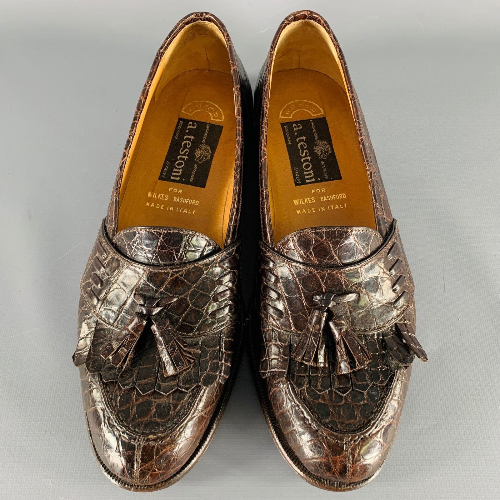 Testoni A.TESTONI Size 8.5 Brown Alligator Leather Moccasin Loafers Size US 8.5 / EU 41-42 - 4 Thumbnail