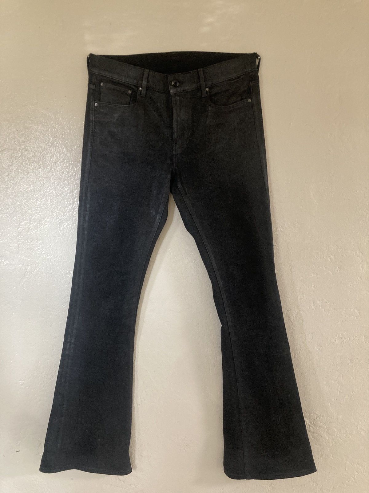 G-Star 3301 black waxed flared denim Size 29" - 2 Thumbnail