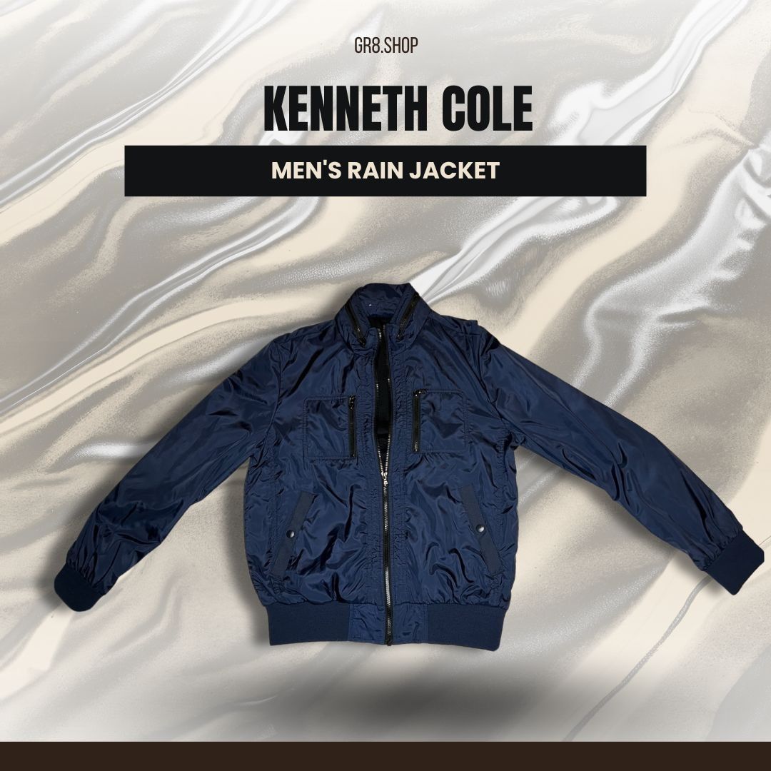 Kenneth Cole Kenneth Cole Mens Medium Navy Rain Jacket With Zippered Pock Size US M / EU 48-50 / 2 - 1 Thumbnail