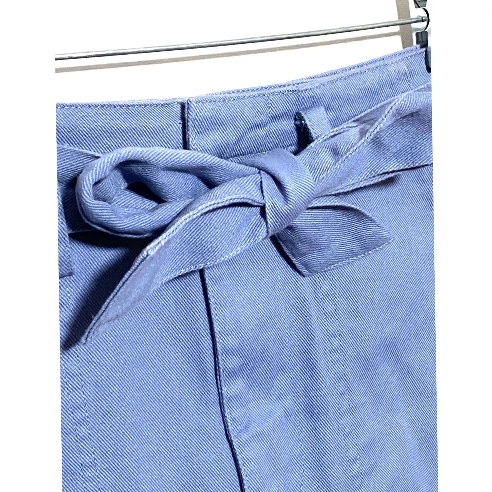 Vintage VINTAGE Francescas Mi Ami Skirt Blue Basic Twill Womens XS Cotton Tie Waist Belt NWT Size 26" / US 2 / IT 38 - 3 Thumbnail