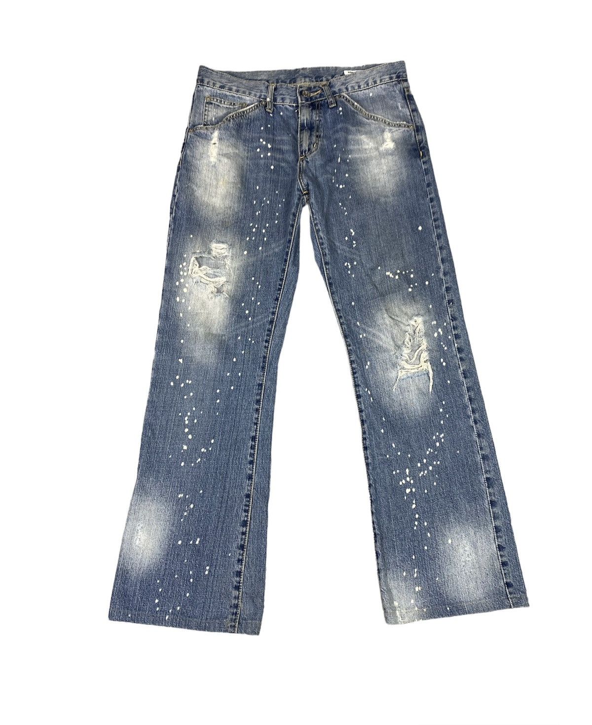 image of Ppfm x Semantic Design Semantics Design Distressed Denim. S0225 in Blue, Men's (Size 31)
