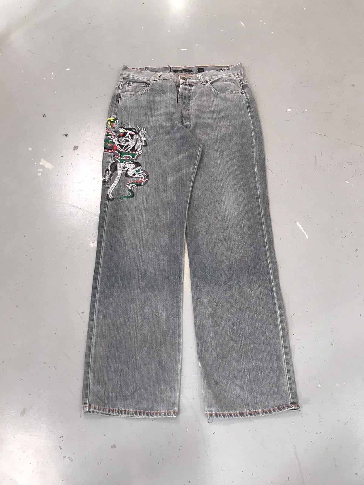 Ed Hardy × Vintage Vintage Edhardy crazy panther snake embroidered denim Size US 34 / EU 50 - 2 Thumbnail