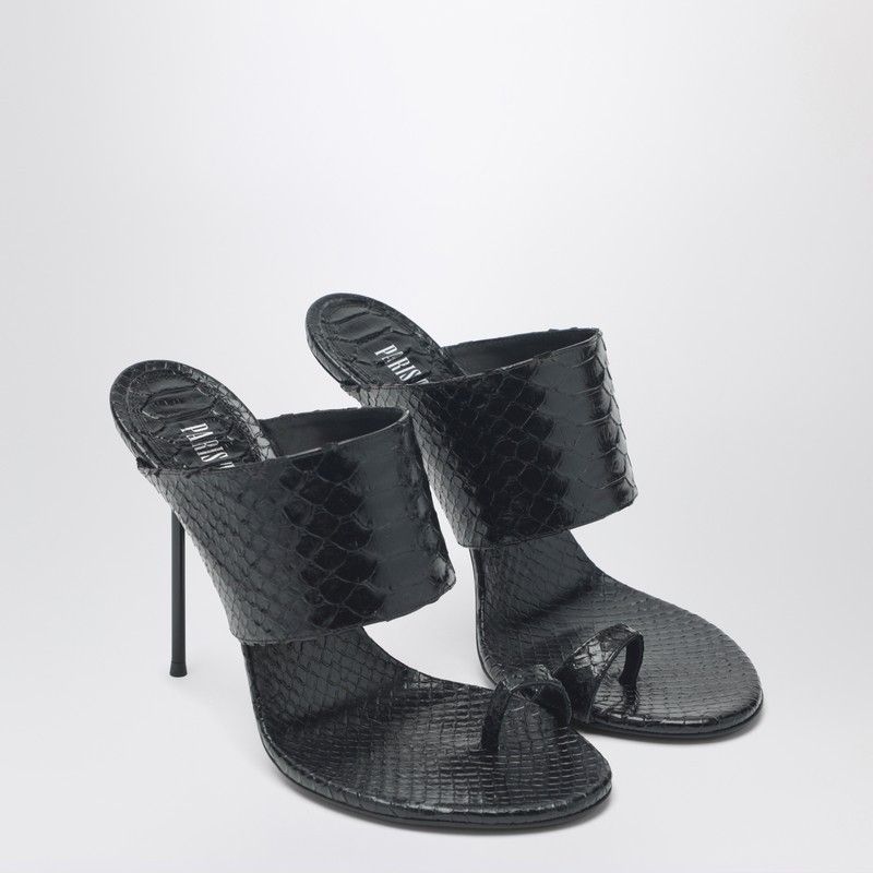 Paris Texas Paris Texas Lidia Python-Effect Black Leather Thong Mule Size US 6.5 / IT 36.5 - 1 Thumbnail