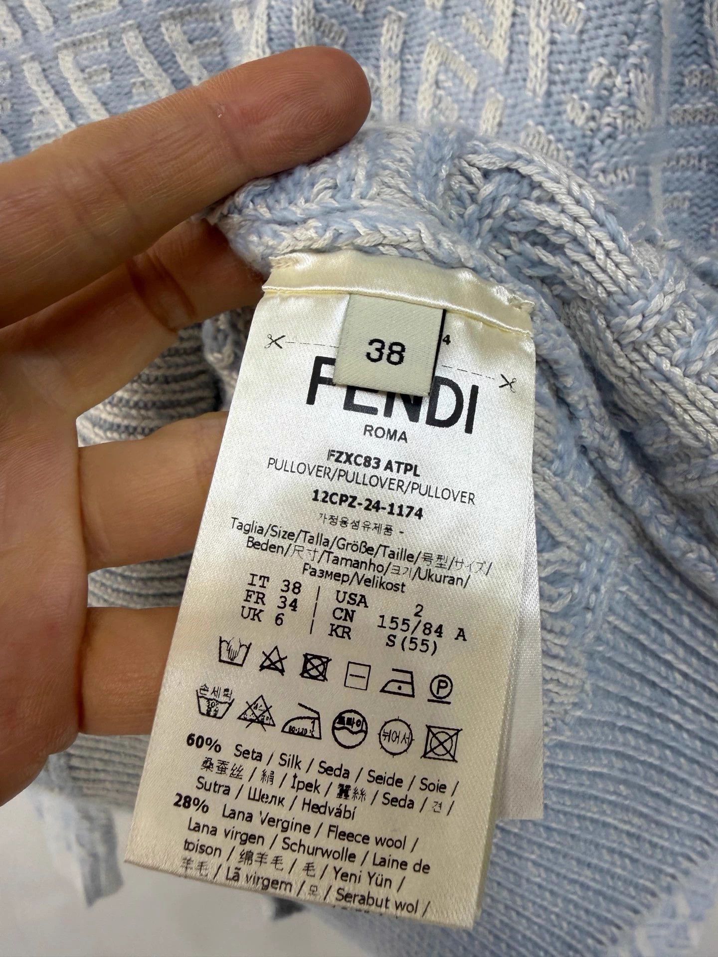 Fendi Fendi Blue Embroidered Logo Knit Sweater 38 (tags removed) Size XS / US 0-2 / IT 36-38 - 3 Thumbnail