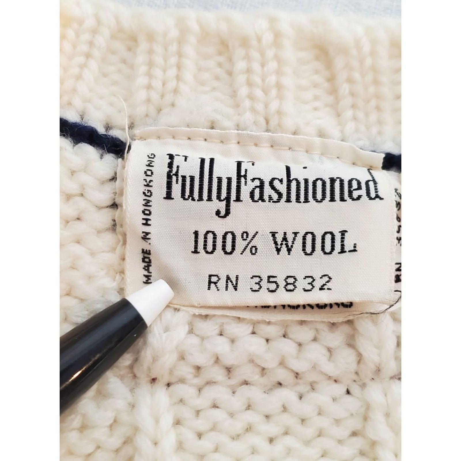 Vintage VTG Items International Fully Fashioned Cable Knit Tennis Cricket Sweater Men S Wool Ivory Striped Preppy 80s Knits Pullover Vintage Mens S Size US S / EU 44-46 / 1 - 7 Thumbnail