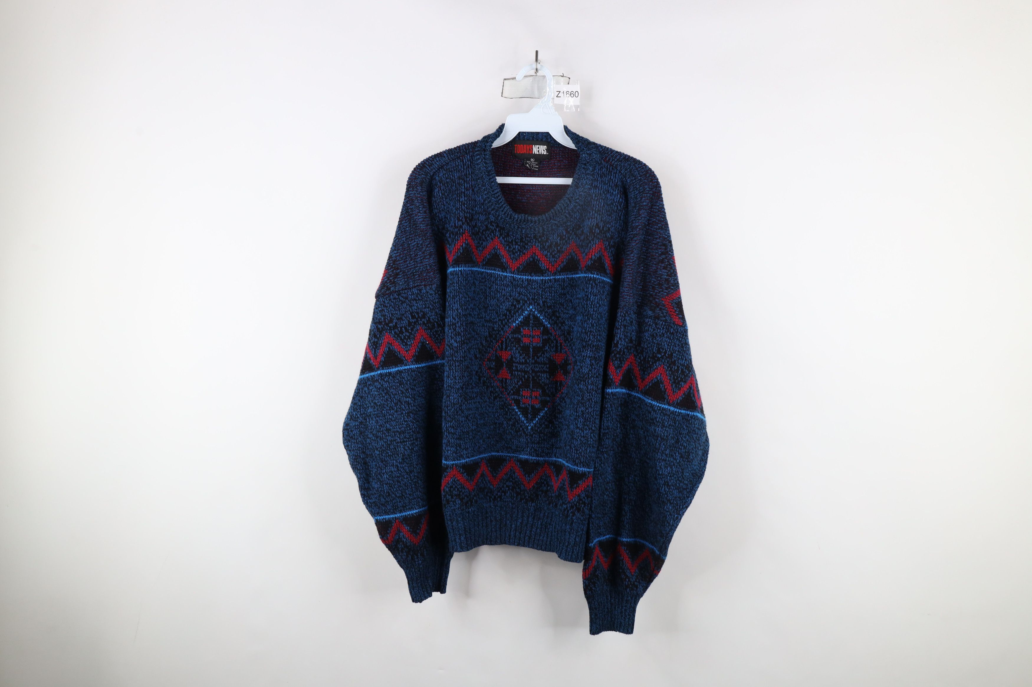 Vintage Vintage 90s Streetwear Southwestern Geometric Knit Sweater Size XL / US 12-14 / IT 48-50 - 1 Thumbnail