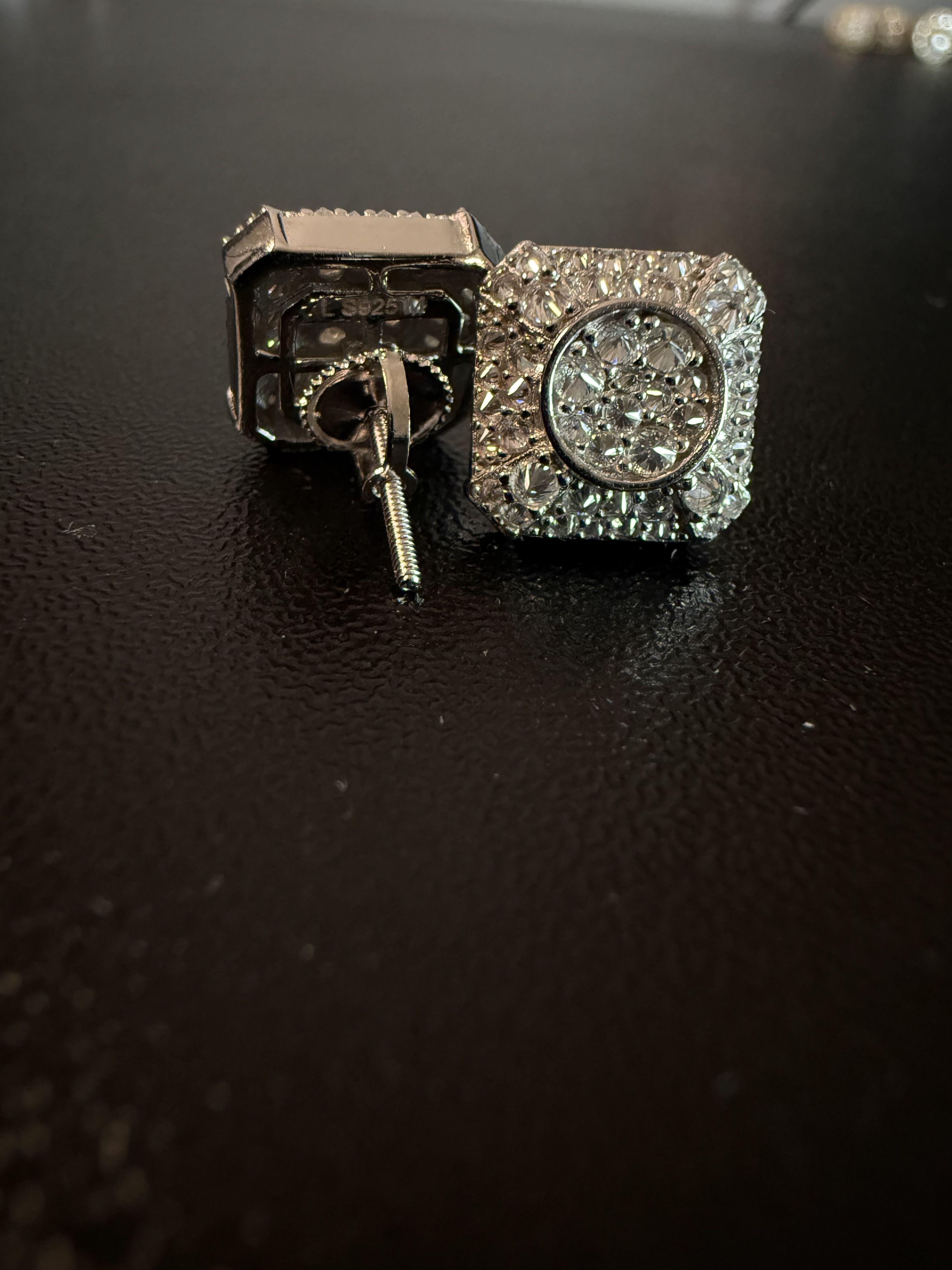 Other Trap Square Halo Studs Moissanite mens 925silver earrings Size ONE SIZE - 10 Thumbnail