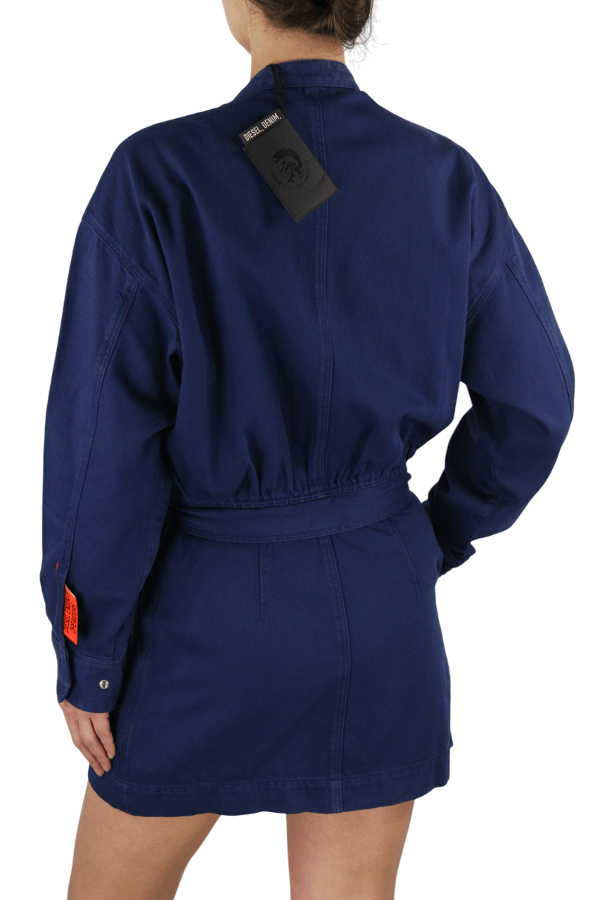 Diesel DE-ANGELCA-SP L Long Sleeve Zip Denim Mini Dress 40283 Size L / US 10 / IT 46 - 2 Thumbnail