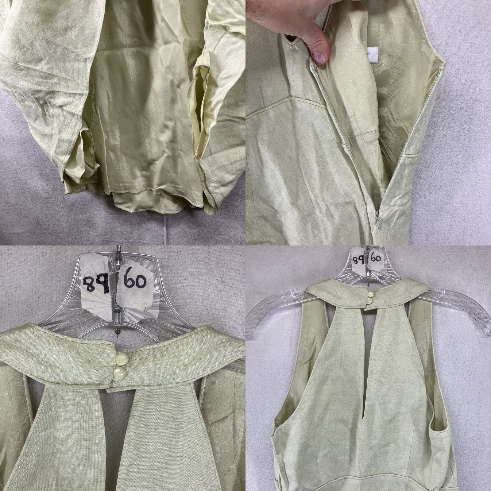 Loft VINTAGE LOFT Dress 4 Sleeveless A-Line Midi Light Pastel Green V-Neck Zip Women's Size S / US 4 / IT 40 - 8 Thumbnail