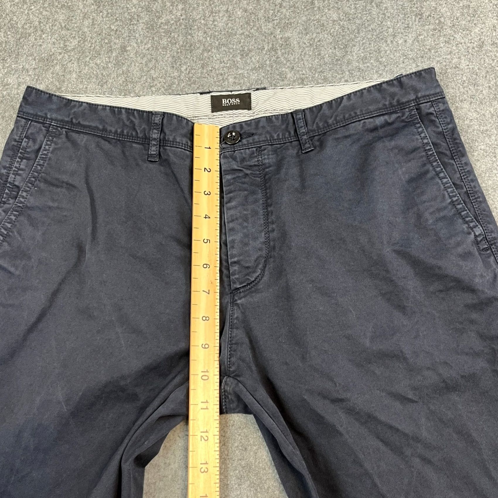 Hugo Boss Hugo Boss Mens Chino Trousers Pants Straight 34 Navy Blue Stretch Cotton Elastane Regular 5-Pocket Logo Front Flat Front Size US 34 / EU 50 - 5 Thumbnail