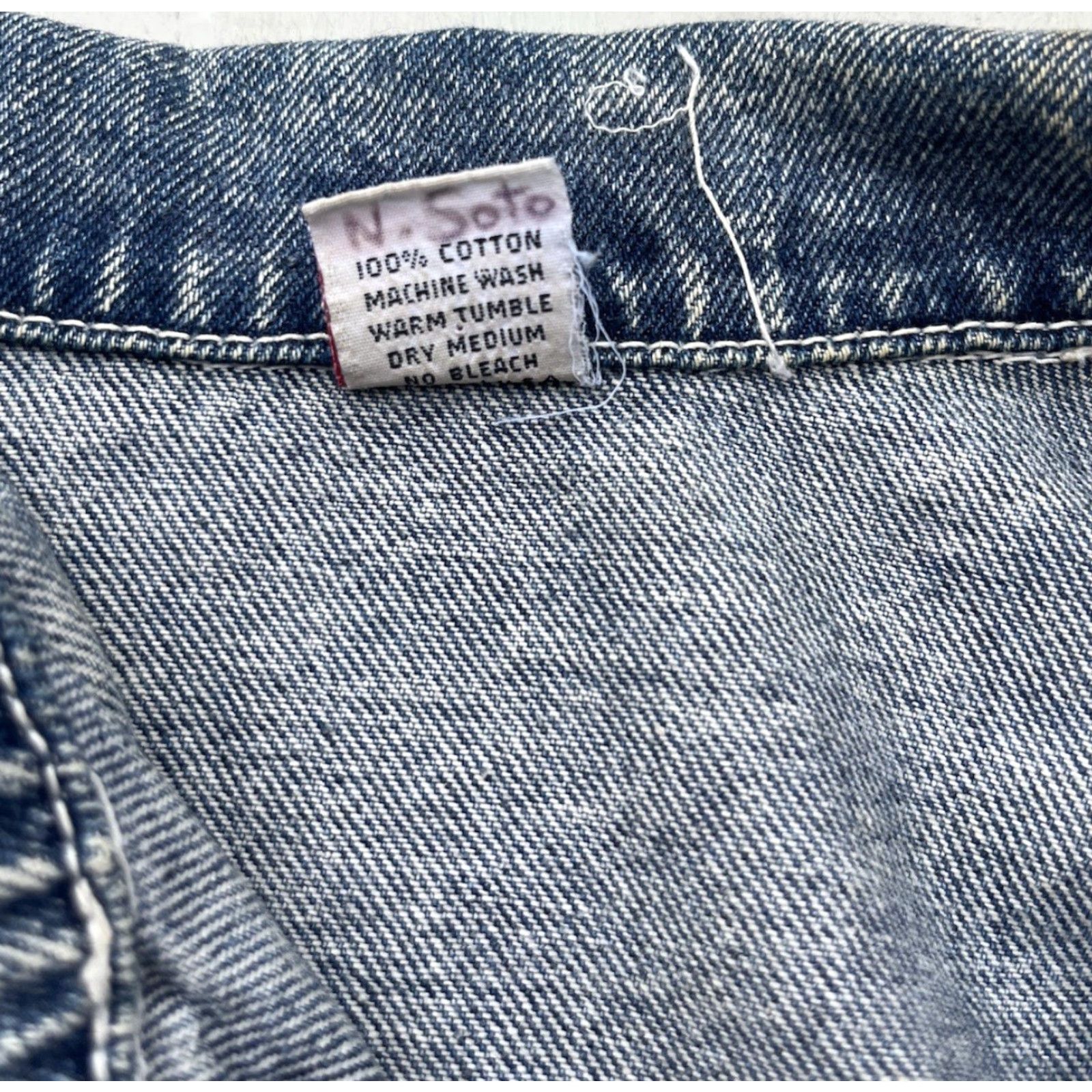 Denime Women's Bon Bon Jacket Denim 14 Blue 80s Retro Whimisgoth Vintage Jacket Bon Bon Denim Solid Blue Rock 80s Mens? Women? Size XL / US 12-14 / IT 48-50 - 6 Thumbnail