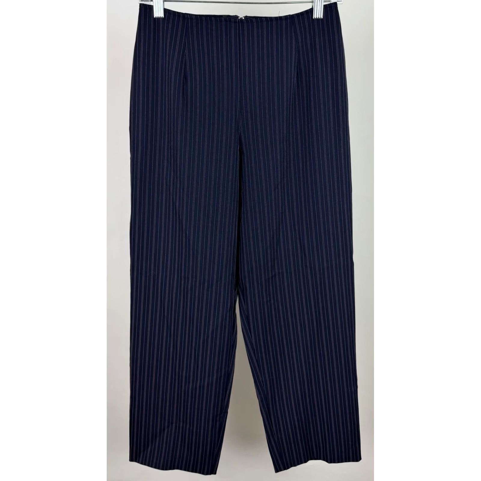 Vintage VINTAGE Womens Pants Narrow Navy Blue Pinstripe High Waist 90s Stretch Relaxed Straight 26x27 XS S? Size 28" / US 6 / IT 42 - 2 Thumbnail