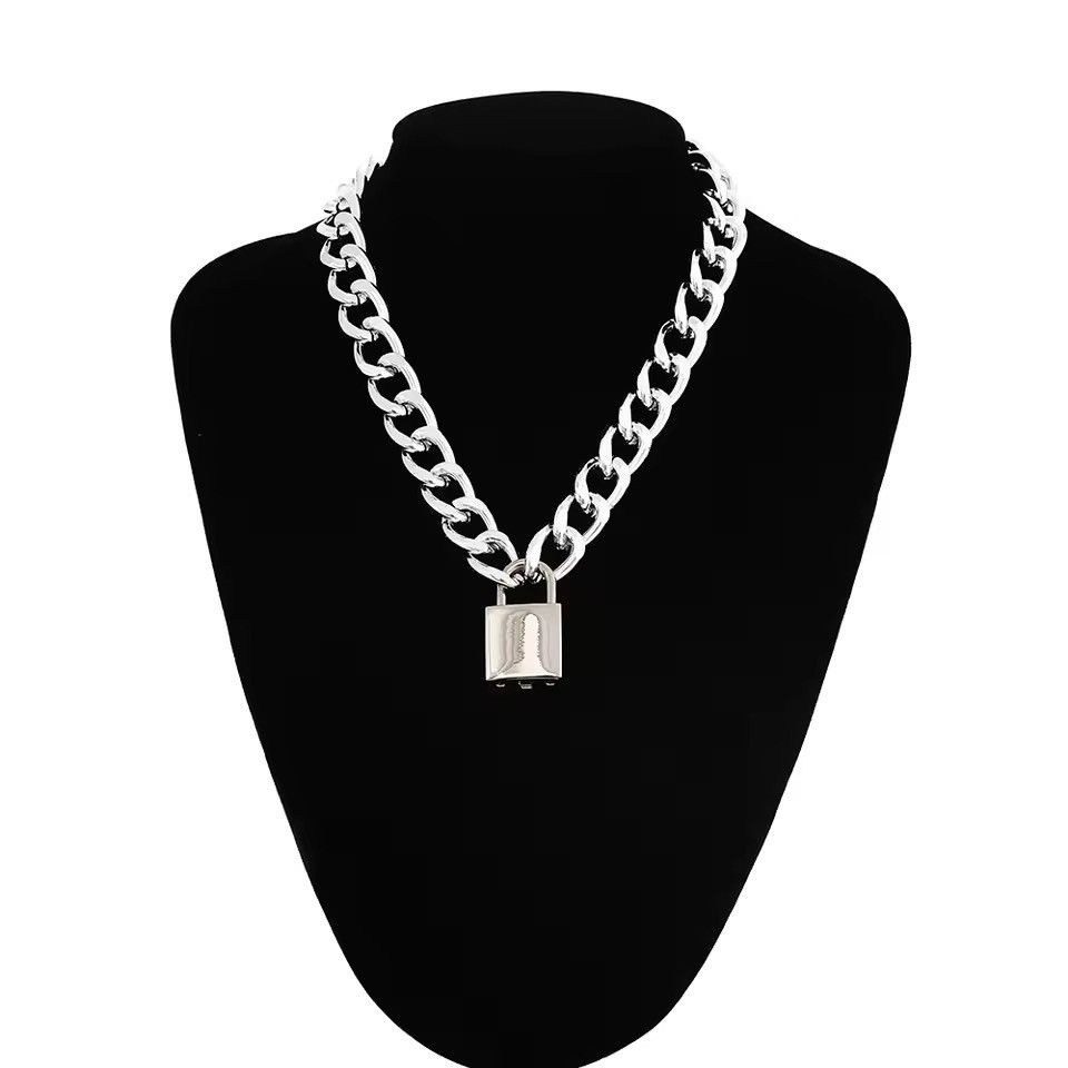 Jewelry Solid Stainless Steel Padlock Chunky Heavy Lock Key Necklace Size ONE SIZE - 2 Thumbnail