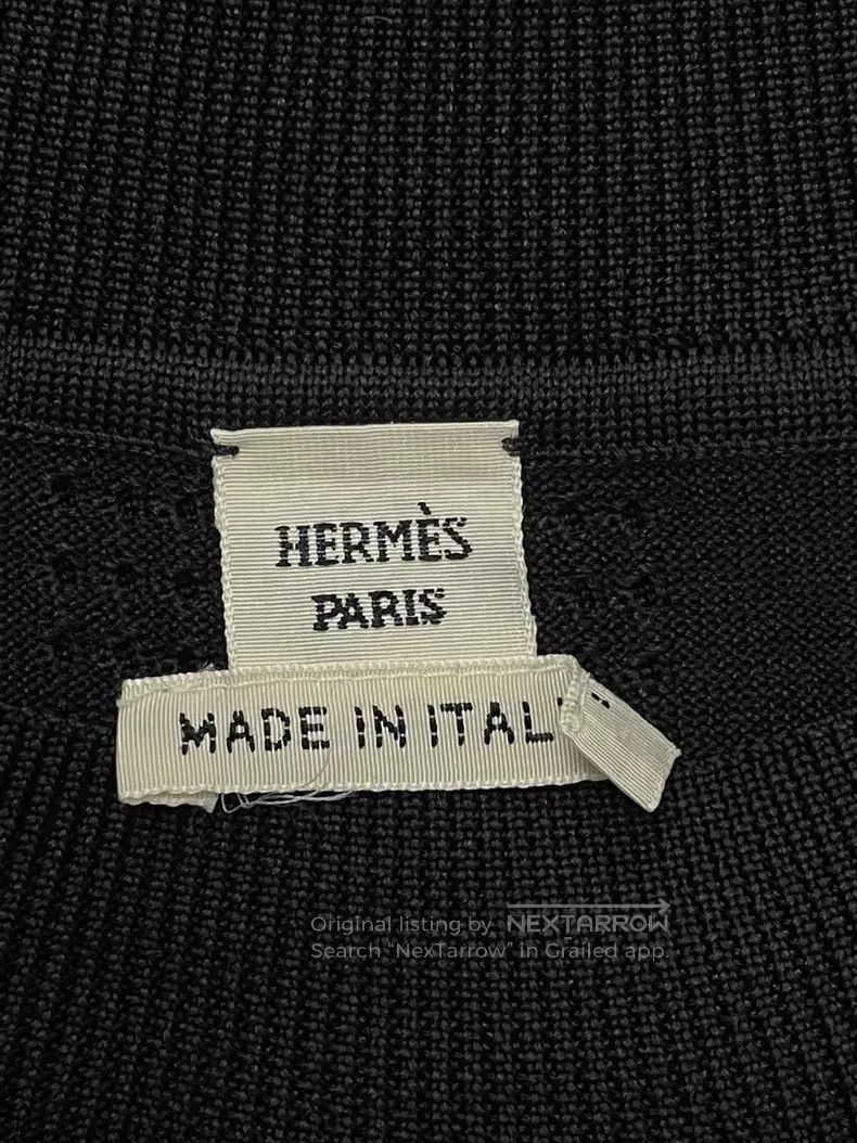 Hermes Hermes Black Silk Round Neck Top with Formal Saddle-Like C Size XS / US 0-2 / IT 36-38 - 3 Thumbnail