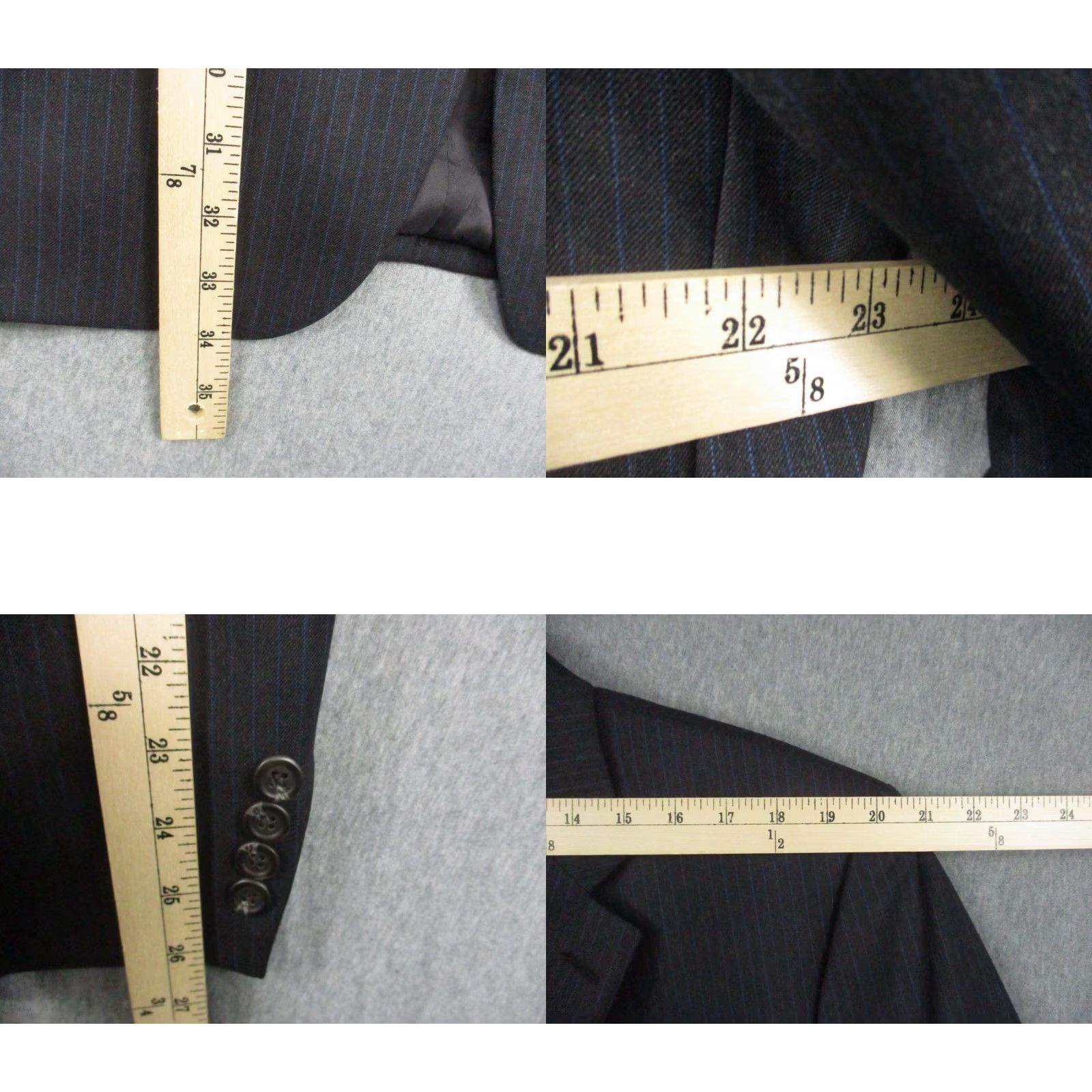Ralph Lauren LAUREN RALPH LAUREN Wool Blazer Sport Jacket 44L Blazer Gray Stripe Mens Regular Notch Lapel 3-Button Front Chest 44 Size 44R - 8 Thumbnail