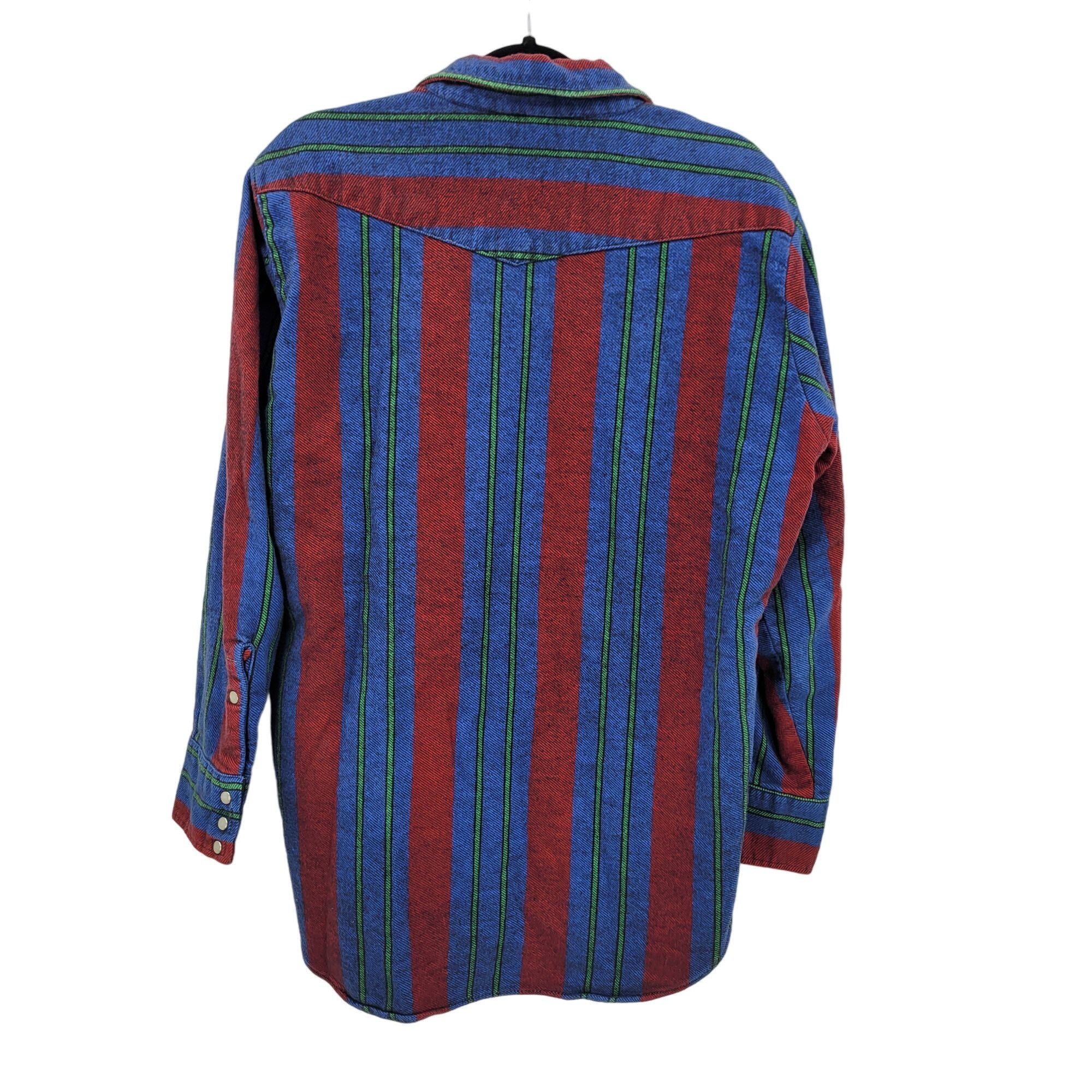 Vintage Vintage Western Striped Pearl Snap Flannel Shirt XL Outdoor Size US M / EU 48-50 / 2 - 2 Thumbnail