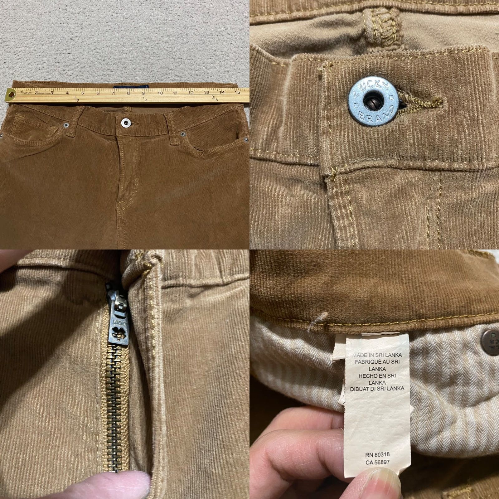 Lucky Brand Lucky Brand Womens Jeans Brown Corduroy Sofia Skinny Mid Rise 12 Adult Regular 29in Inseam 30in Waist 5-Pocket Stretch Corduroy Brown Jeans Women Size 34" / US 12 / IT 48 - 8 Thumbnail