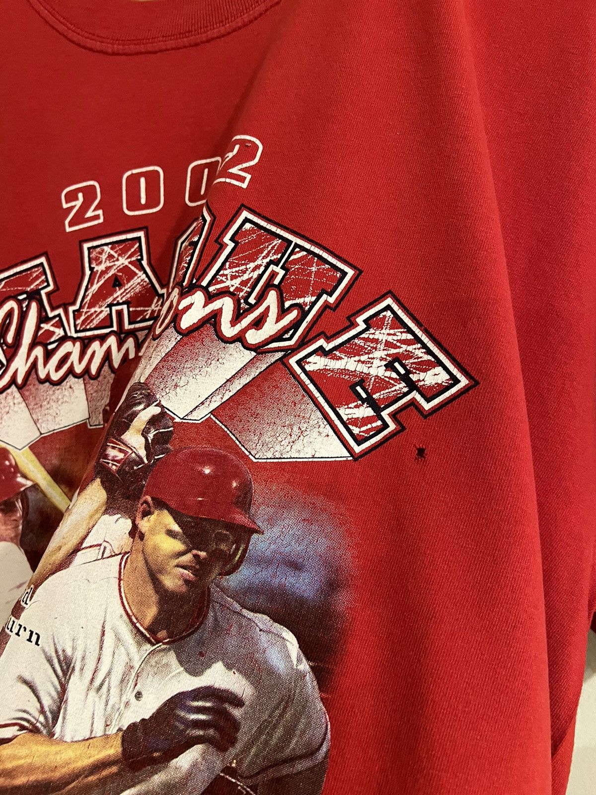 MLB 2002 Anaheim Eckstein Washburn Salmon Baseball League Champs Size US XL / EU 56 / 4 - 3 Thumbnail