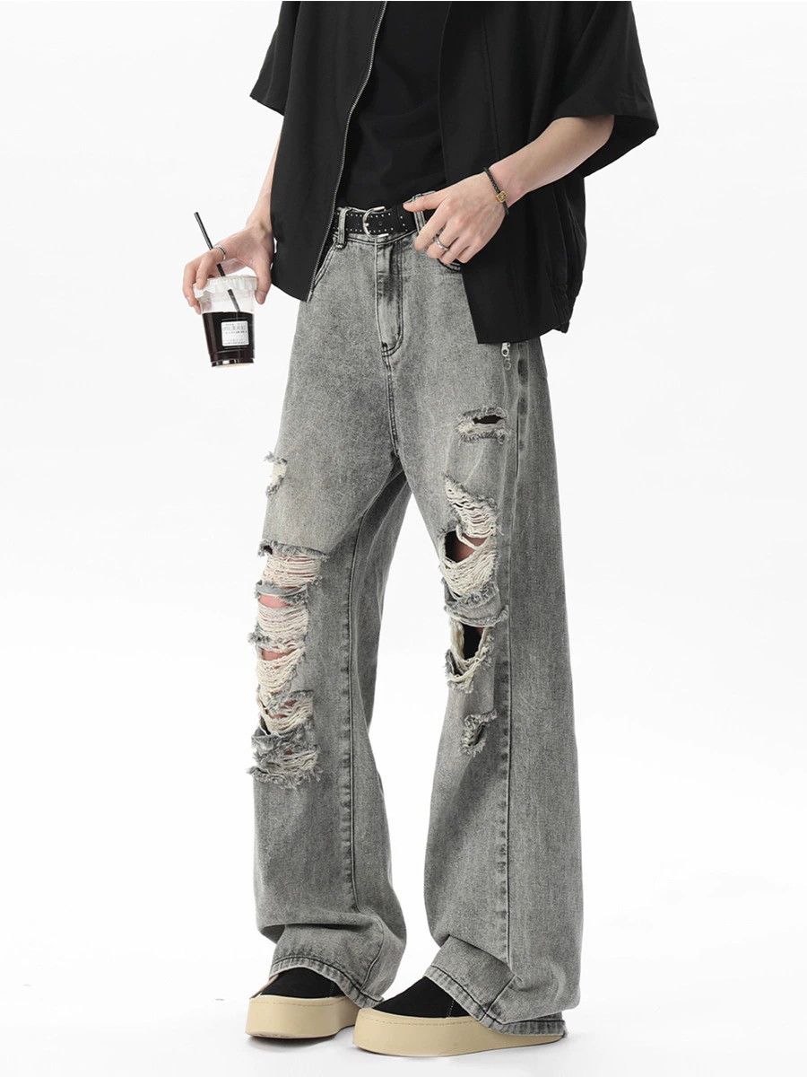 Vintage Men's trendy high street cool loose wide-leg ripped jeans Size US 32 / EU 48 - 3 Thumbnail