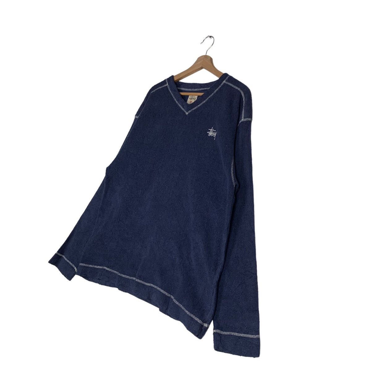 Stussy 90's STUSSY Embroidery Logo V Neck Fleece Sweater #0003-C1 Size US L / EU 52-54 / 3 - 2 Thumbnail