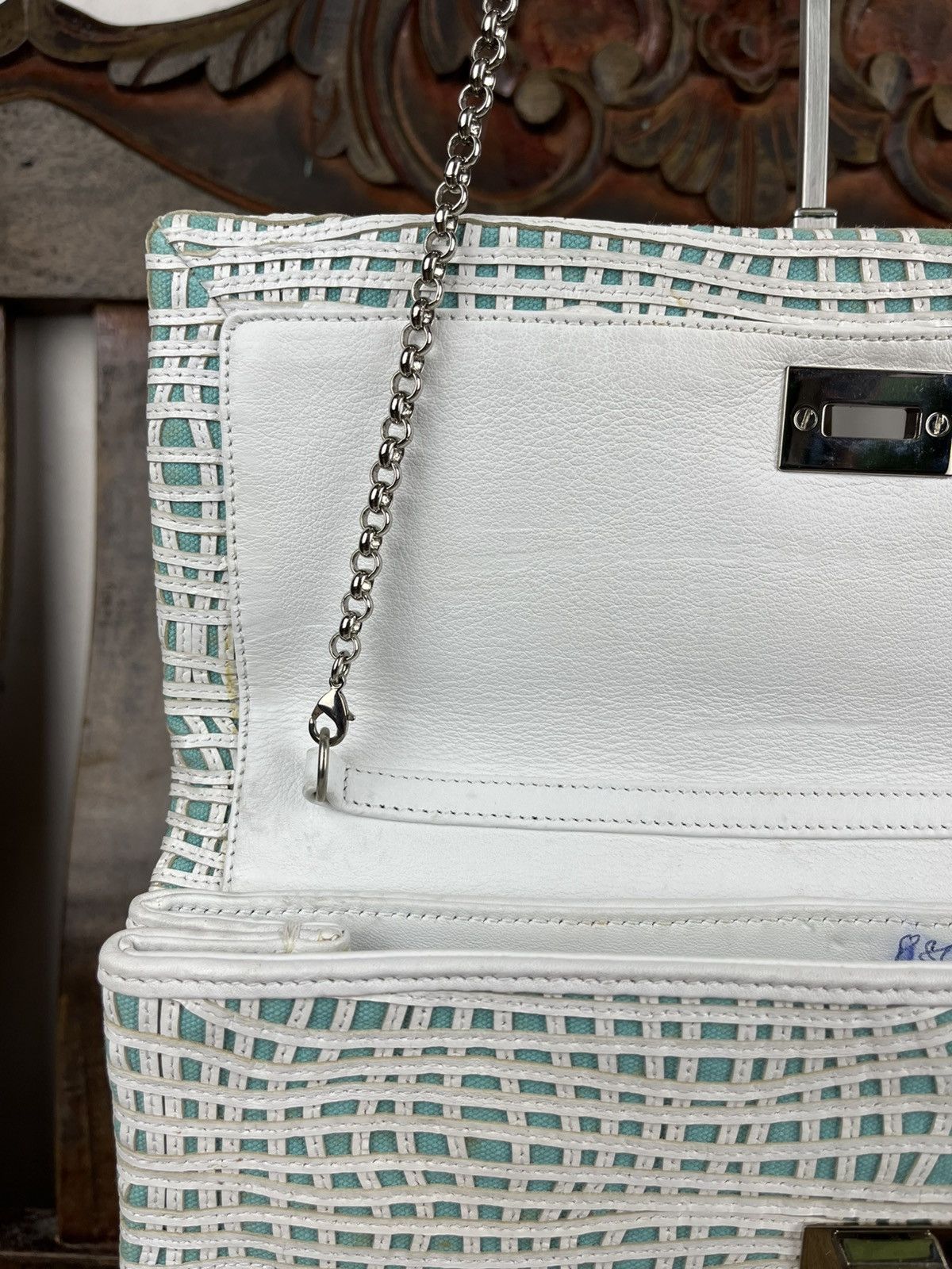 Designer × Tiffany & Co. Tiffany & Co Latice On Linen Flip Lock Shoulder / Clutch Bag Size ONE SIZE - 11 Thumbnail